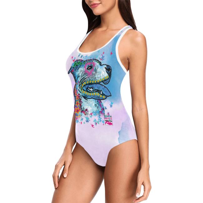 Preview: Badeanzug Hundemotiv JayJay -  85% Polyester, 15% Spandex, Wasserecht, mit Innenfutter, bunt, AmStaff, Staff, Staffordshire, SOKA, Listenhund